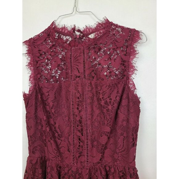 Speechless Lace Fit & Flare Dress Womens Medium Burgundy Sleeveless Prom Fairy - Picture 2 of 8